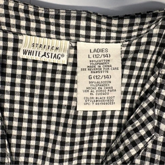White Stag Gingham Plaid Seersucker Button Shirt Dress Tie Waist Cottage Country - Picture 11 of 15